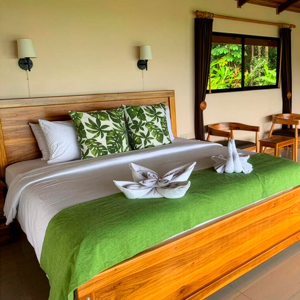 tropical eco‑lodge bedroom in Drake Bay